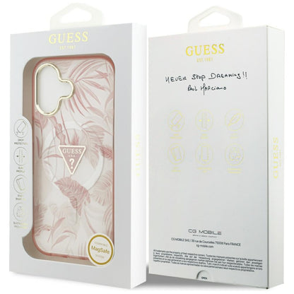 MagSafe-deksel for Apple iPhone 17, Guess, Jungle Tonal Triangle, Rosa