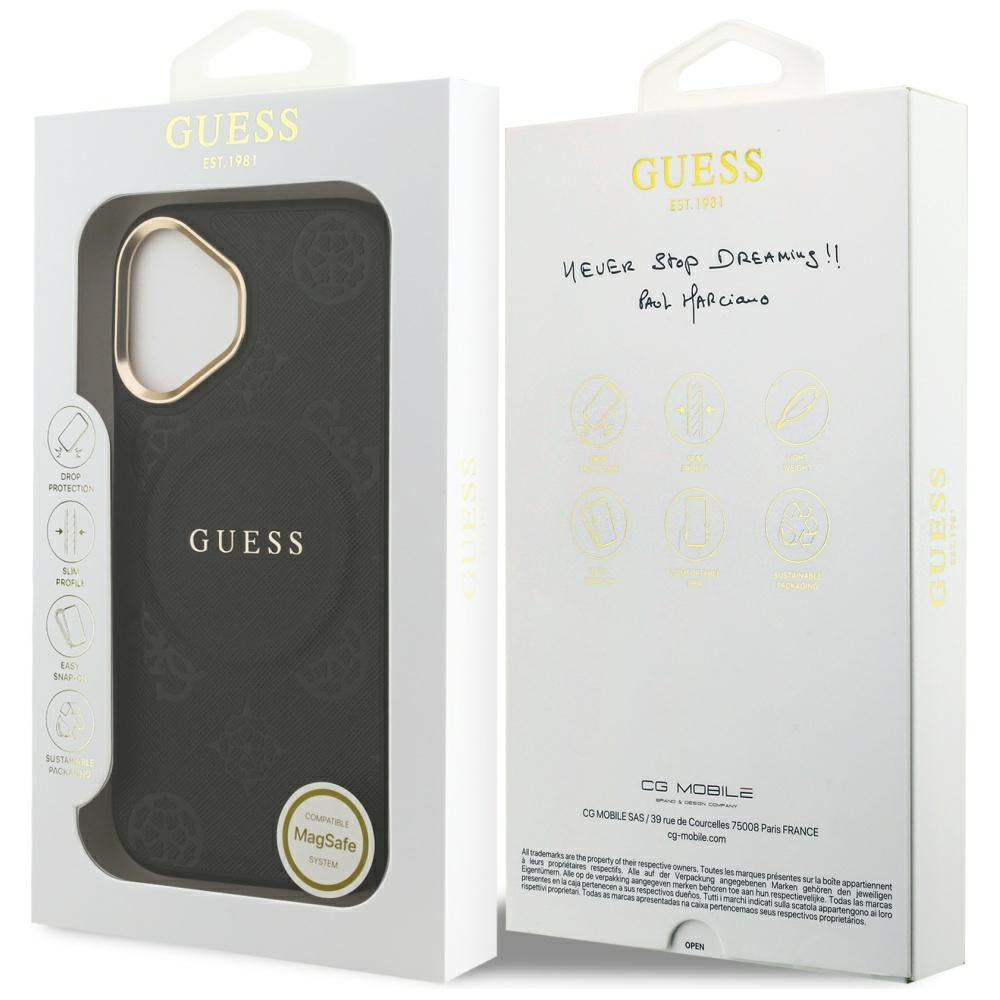 MagSafe-deksel for Apple iPhone 17, Guess, Peony Hot Stamp, Svart