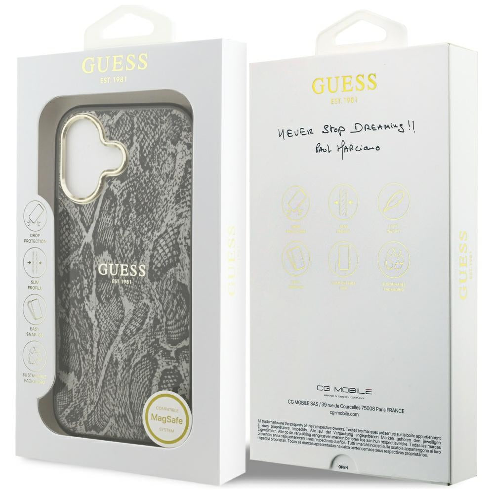MagSafe-deksel for Apple iPhone 17, Guess, Python-mønster, Svart