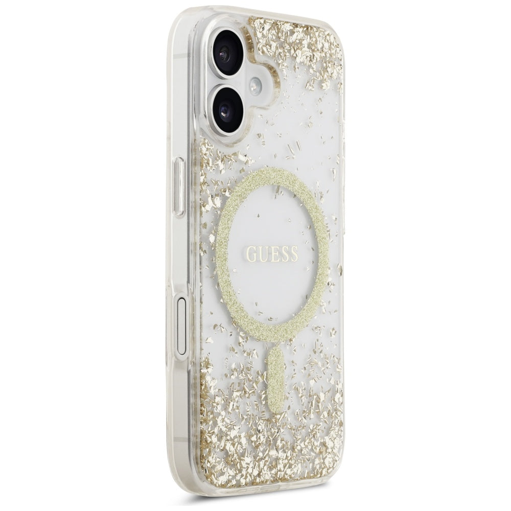 MagSafe-deksel for Apple iPhone 17, Guess, Resin Bottom Glitter, Gull