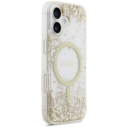 MagSafe-deksel for Apple iPhone 17, Guess, Resin Bottom Glitter, Gull