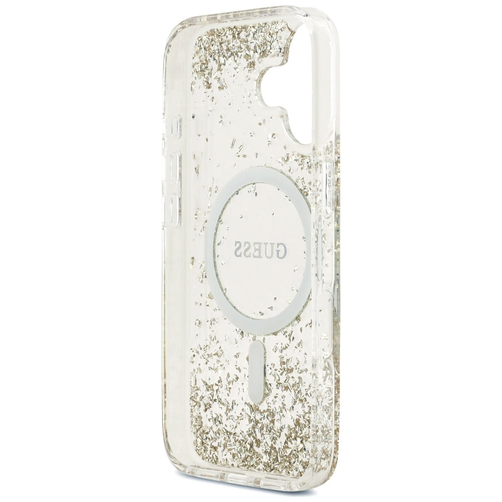 MagSafe-deksel for Apple iPhone 17, Guess, Resin Bottom Glitter, Gull