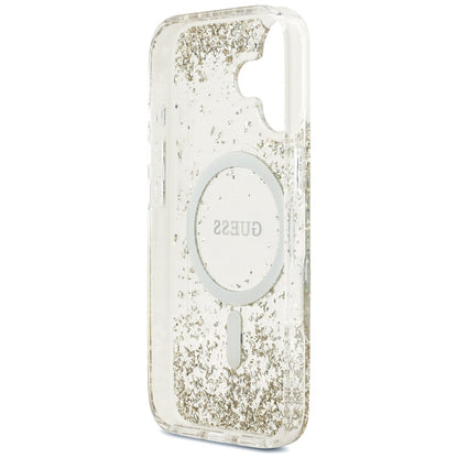 MagSafe-deksel for Apple iPhone 17, Guess, Resin Bottom Glitter, Gull