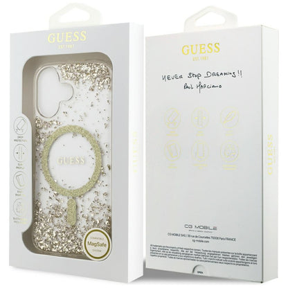 MagSafe-deksel for Apple iPhone 17, Guess, Resin Bottom Glitter, Gull