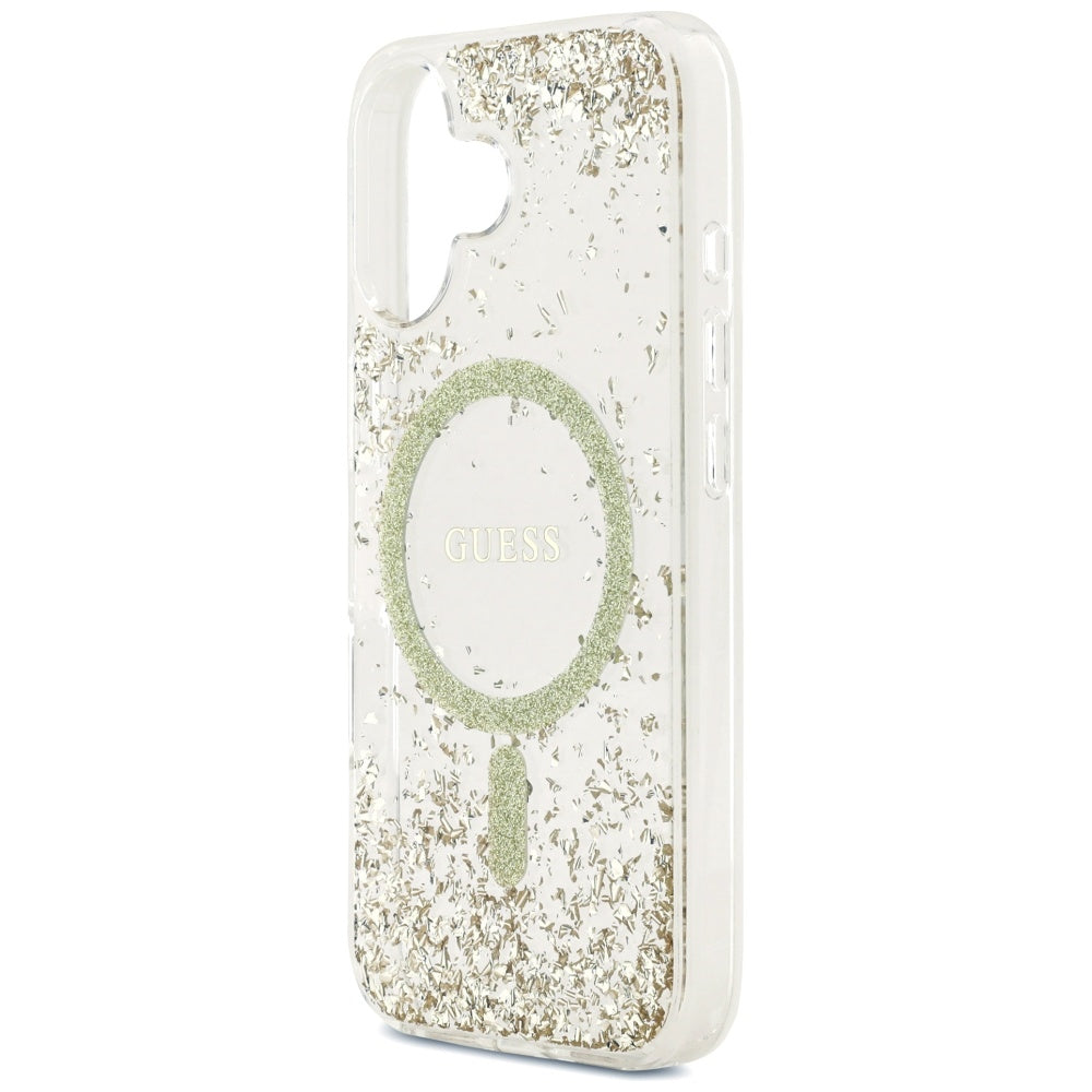 MagSafe-deksel for Apple iPhone 17, Guess, Resin Bottom Glitter, Gull