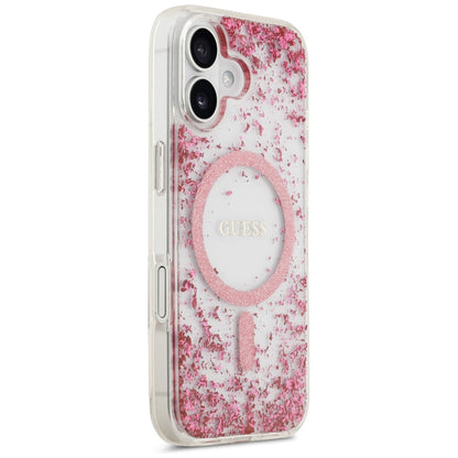 MagSafe-deksel for Apple iPhone 17, Guess, Resin Bottom Glitter, Rosa
