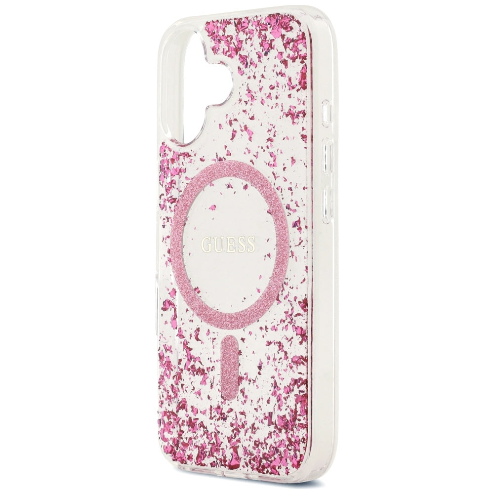 MagSafe-deksel for Apple iPhone 17, Guess, Resin Bottom Glitter, Rosa