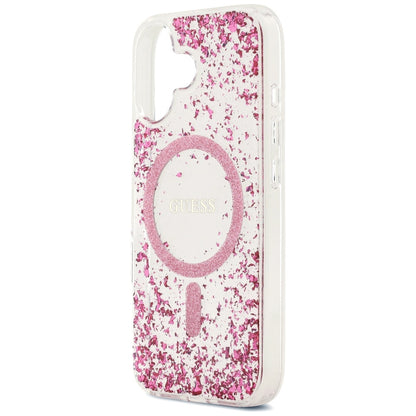 MagSafe-deksel for Apple iPhone 17, Guess, Resin Bottom Glitter, Rosa