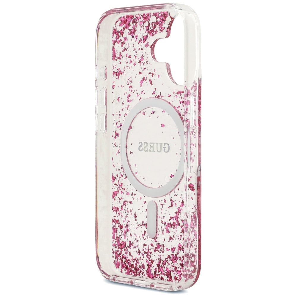 MagSafe-deksel for Apple iPhone 17, Guess, Resin Bottom Glitter, Rosa
