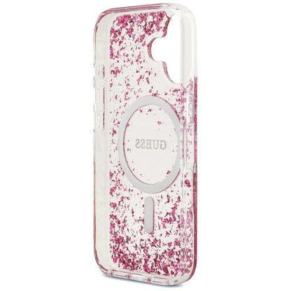 MagSafe-deksel for Apple iPhone 17, Guess, Resin Bottom Glitter, Rosa