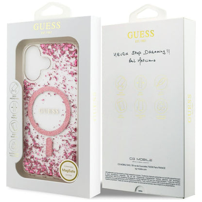 MagSafe-deksel for Apple iPhone 17, Guess, Resin Bottom Glitter, Rosa