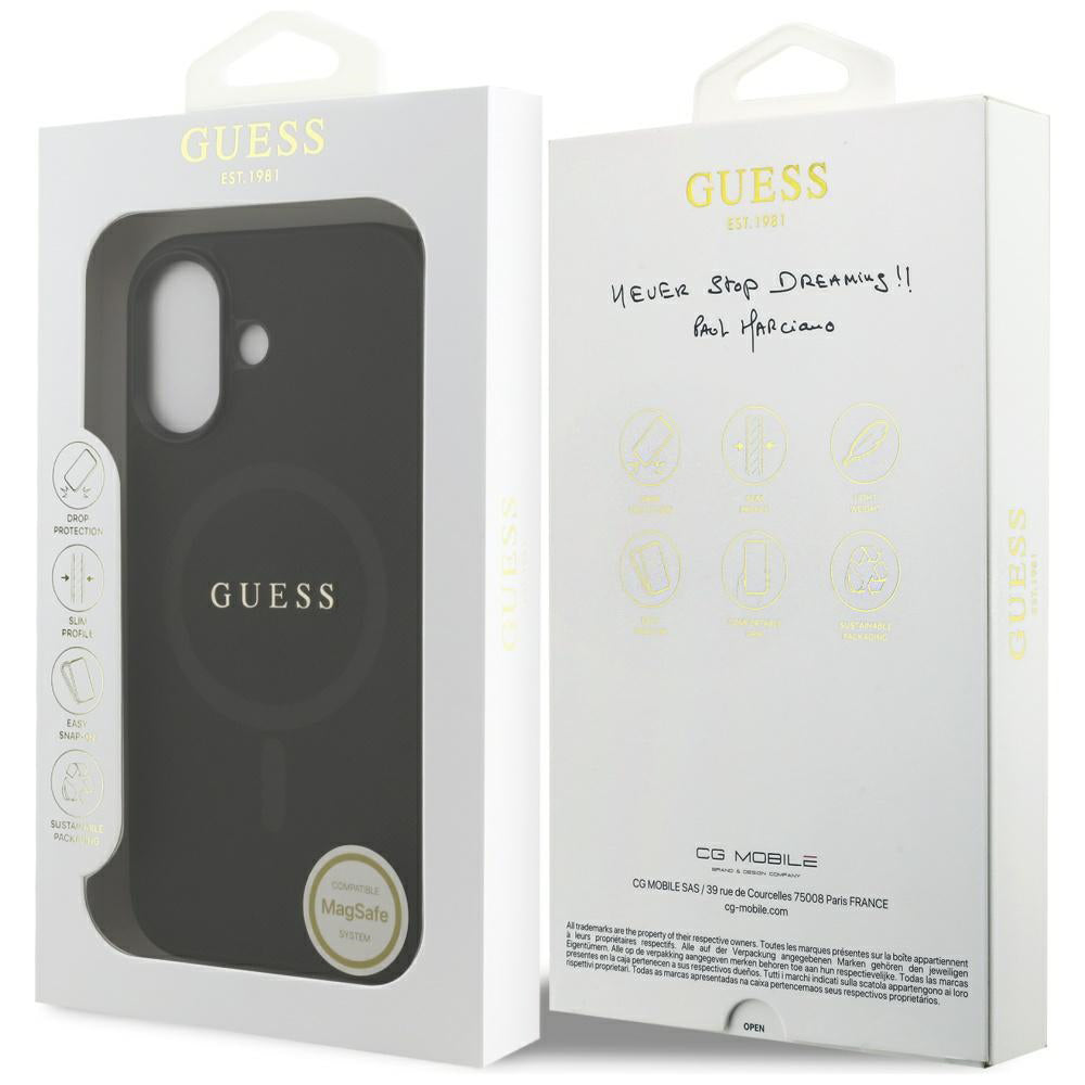 MagSafe-deksel for Apple iPhone 17, Guess, Saffiano Classic Logo, Svart