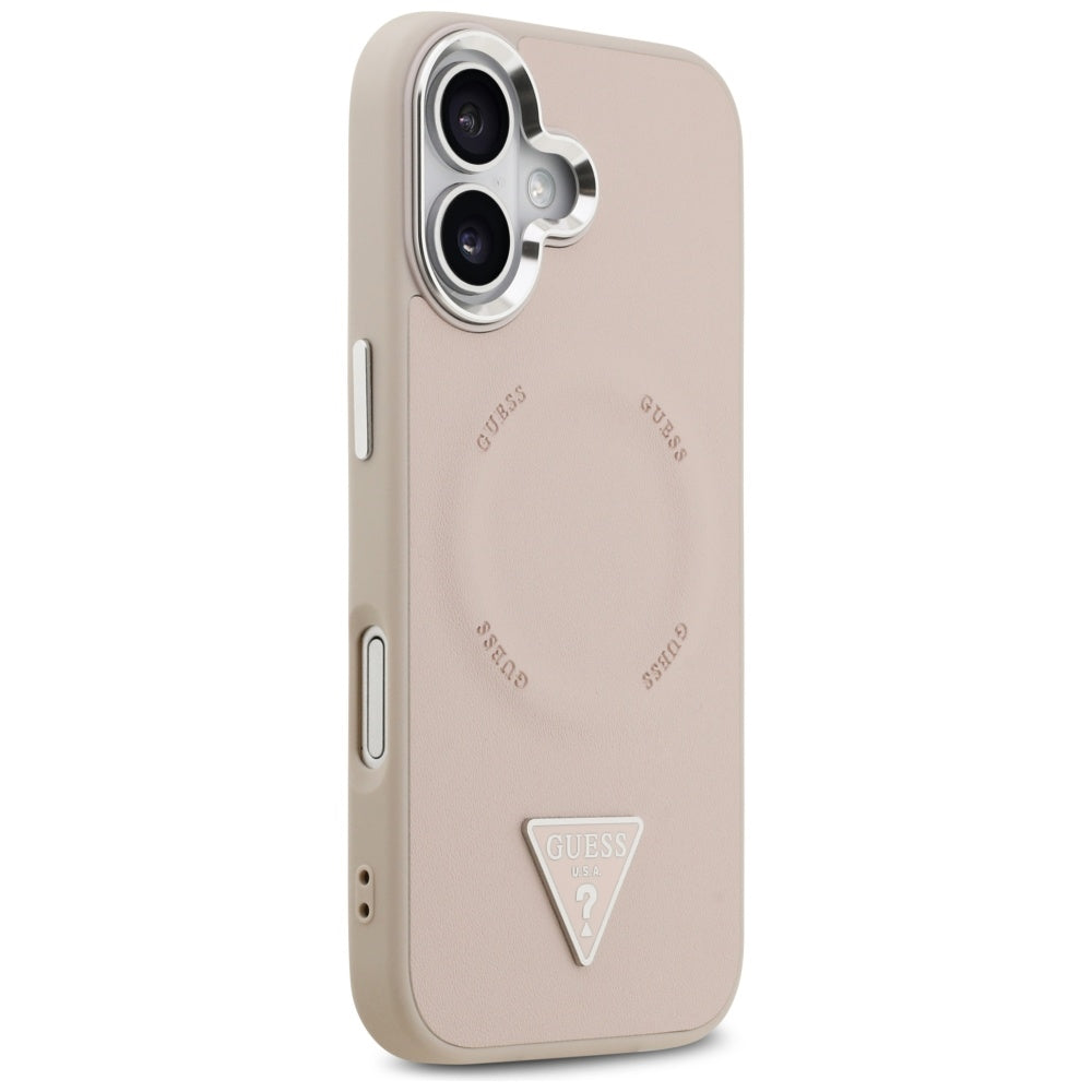 MagSafe-deksel for Apple iPhone 17, Guess, Triangle Logo, Rosa Sølv
