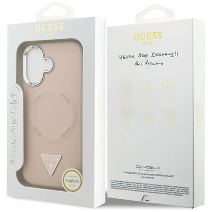 MagSafe-deksel for Apple iPhone 17, Guess, Triangle Logo, Rosa Sølv