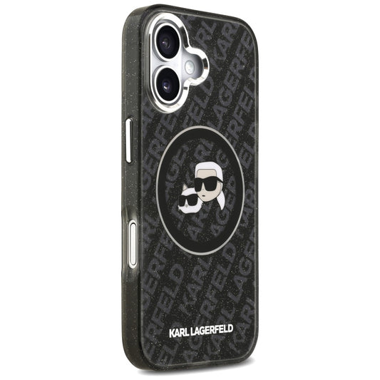 MagSafe-deksel for Apple iPhone 17, Karl Lagerfeld, Glitter Karl & Choupette Head, Svart