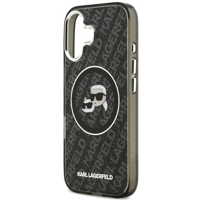 MagSafe-deksel for Apple iPhone 17, Karl Lagerfeld, Glitter Karl & Choupette Head, Svart