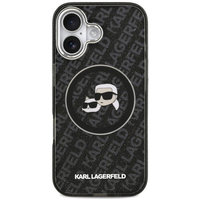 MagSafe-deksel for Apple iPhone 17, Karl Lagerfeld, Glitter Karl & Choupette Head, Svart