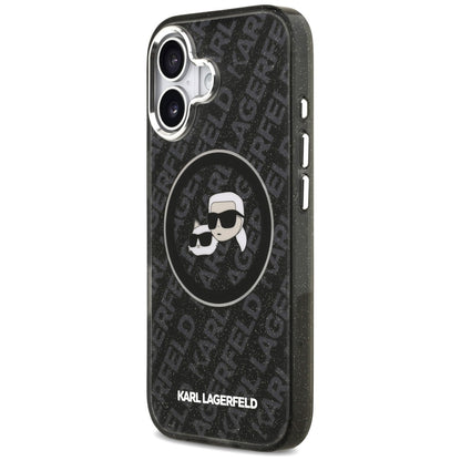 MagSafe-deksel for Apple iPhone 17, Karl Lagerfeld, Glitter Karl & Choupette Head, Svart
