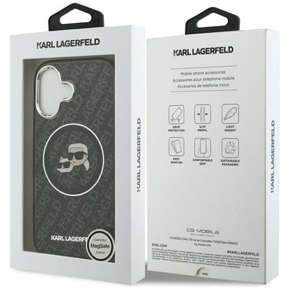 MagSafe-deksel for Apple iPhone 17, Karl Lagerfeld, Glitter Karl & Choupette Head, Svart