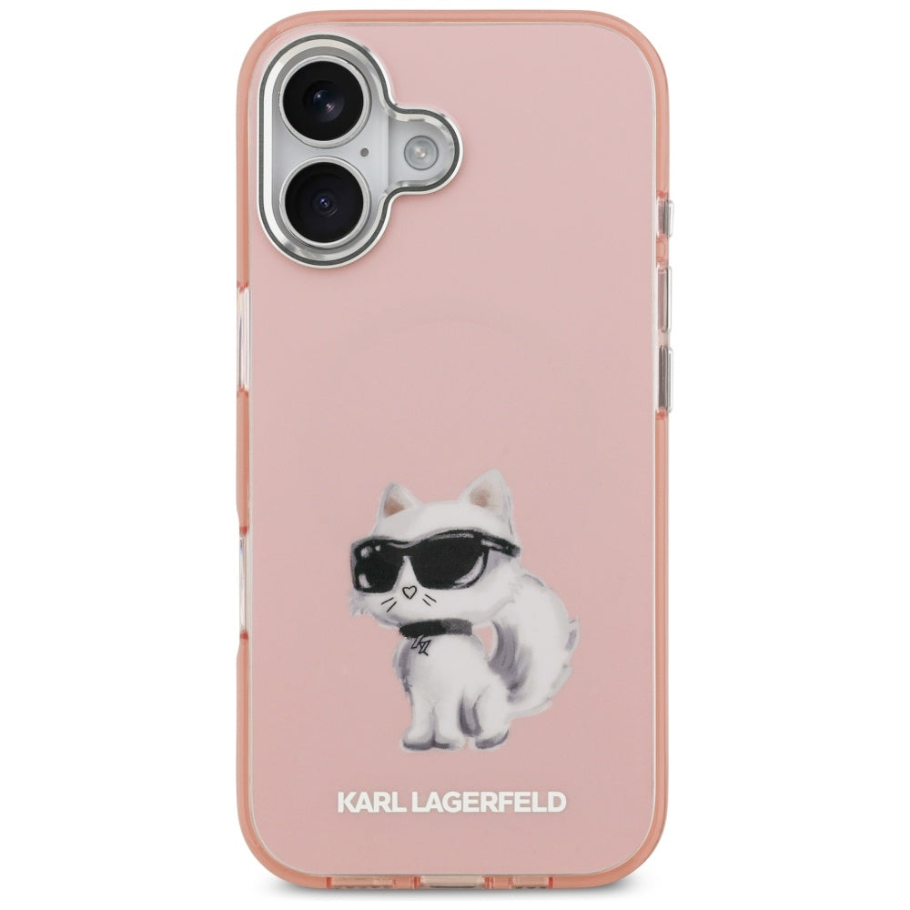 MagSafe-deksel for Apple iPhone 17, Karl Lagerfeld, IML Aquarelle Logo Choupette, Rosa