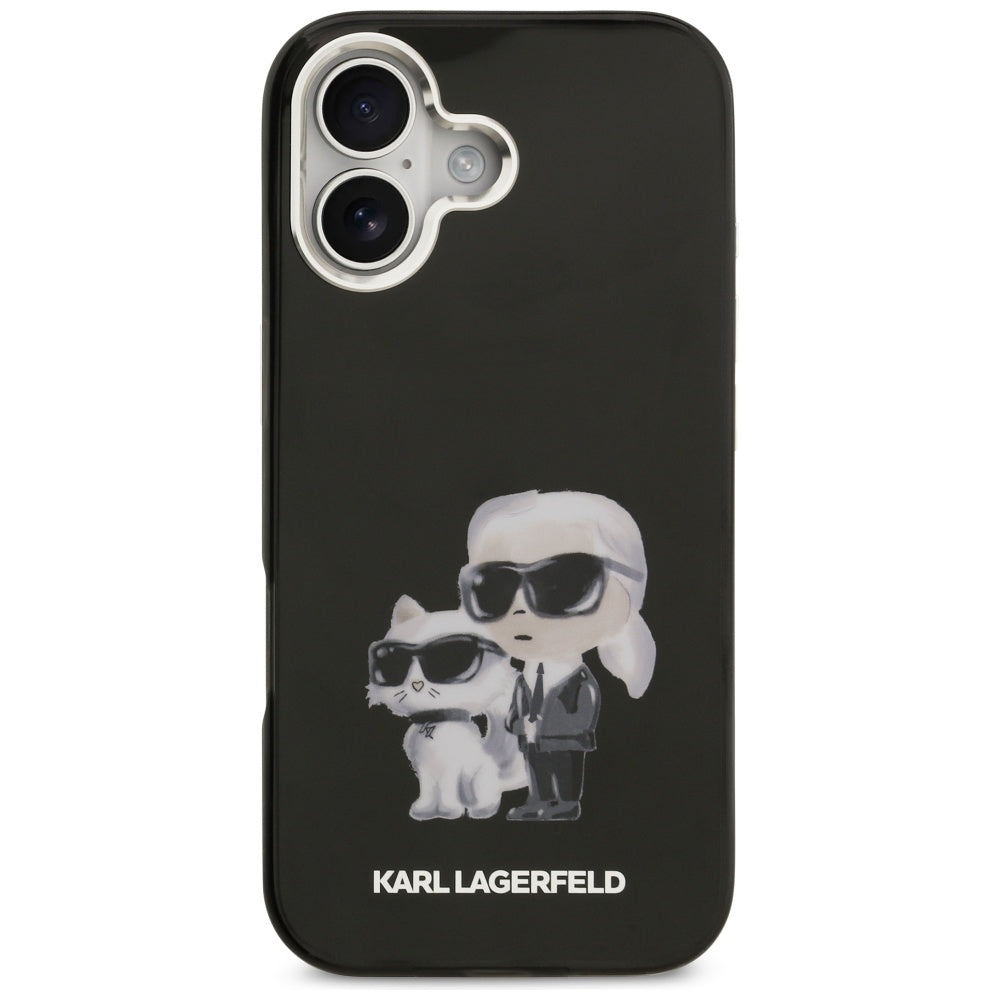MagSafe-deksel for Apple iPhone 17, Karl Lagerfeld, IML Aquarelle Logo Karl & Choupette, Svart