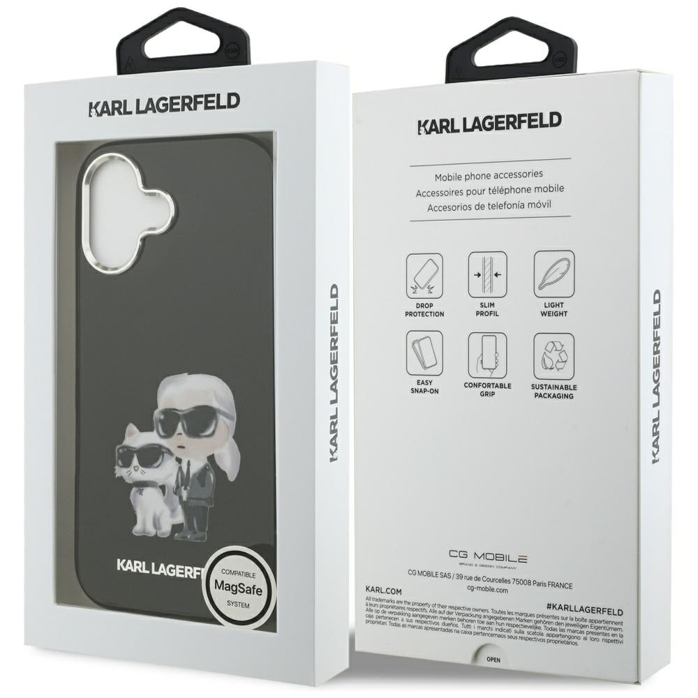 MagSafe-deksel for Apple iPhone 17, Karl Lagerfeld, IML Aquarelle Logo Karl & Choupette, Svart