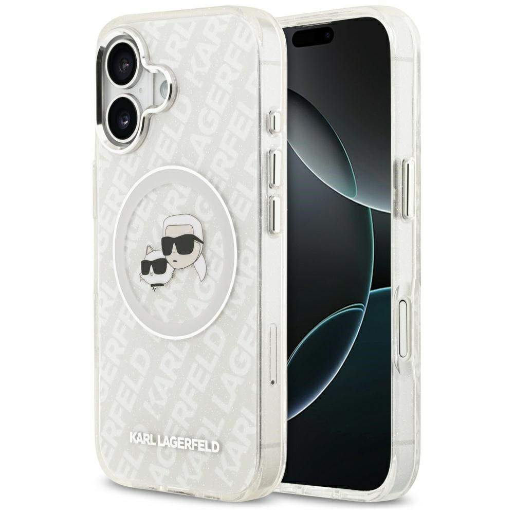 MagSafe-deksel for Apple iPhone 17, Karl Lagerfeld, IML Glitter Karl & Choupette`s Heads, Grå