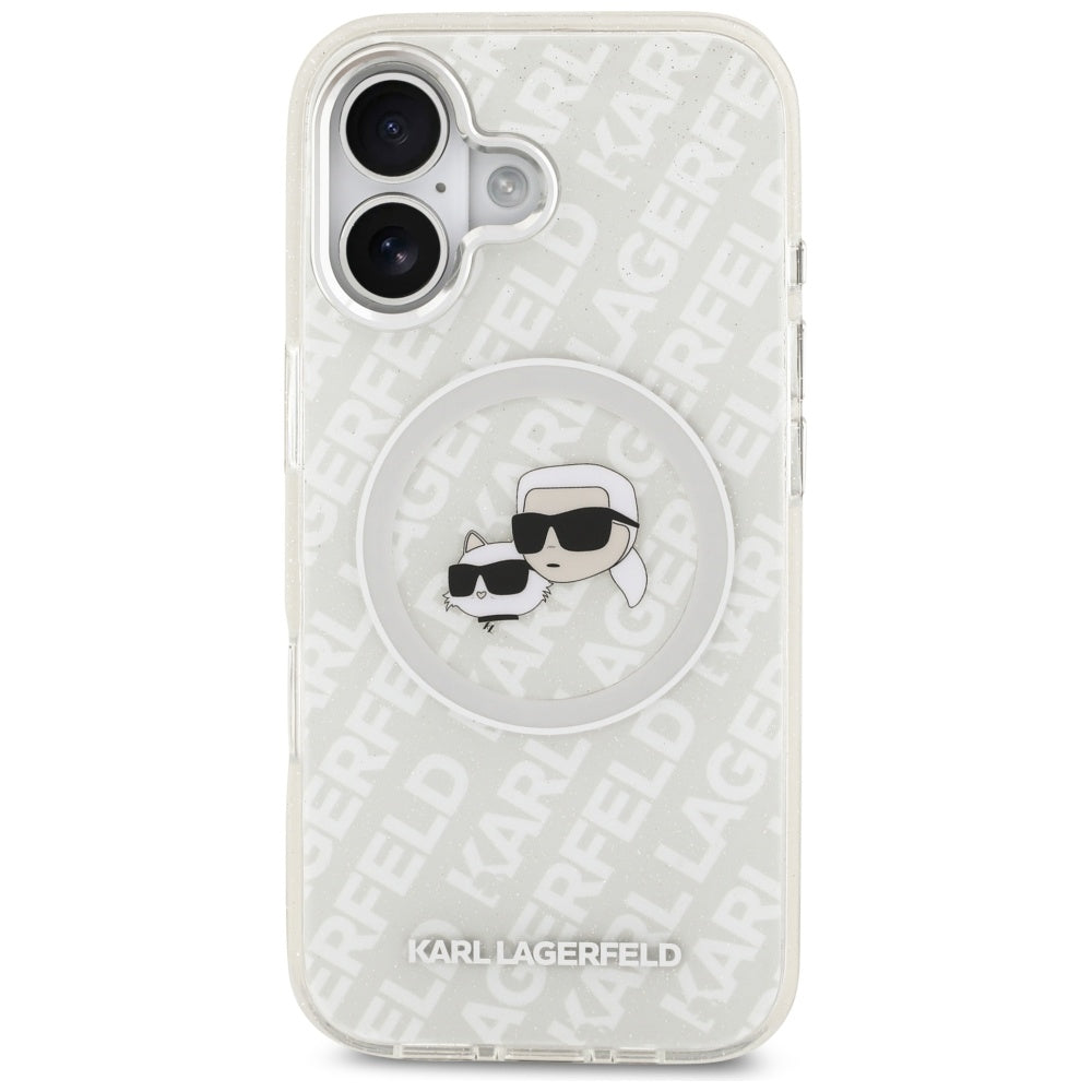 MagSafe-deksel for Apple iPhone 17, Karl Lagerfeld, IML Glitter Karl & Choupette`s Heads, Grå