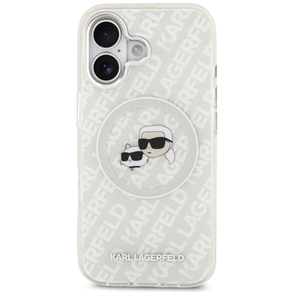 MagSafe-deksel for Apple iPhone 17, Karl Lagerfeld, IML Glitter Karl & Choupette`s Heads, Grå