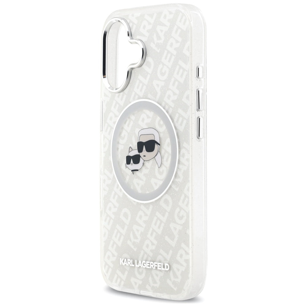 MagSafe-deksel for Apple iPhone 17, Karl Lagerfeld, IML Glitter Karl & Choupette`s Heads, Grå