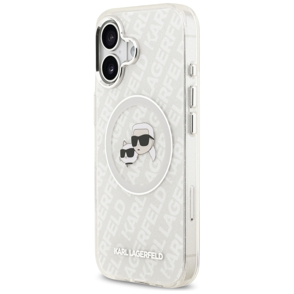 MagSafe-deksel for Apple iPhone 17, Karl Lagerfeld, IML Glitter Karl & Choupette`s Heads, Grå