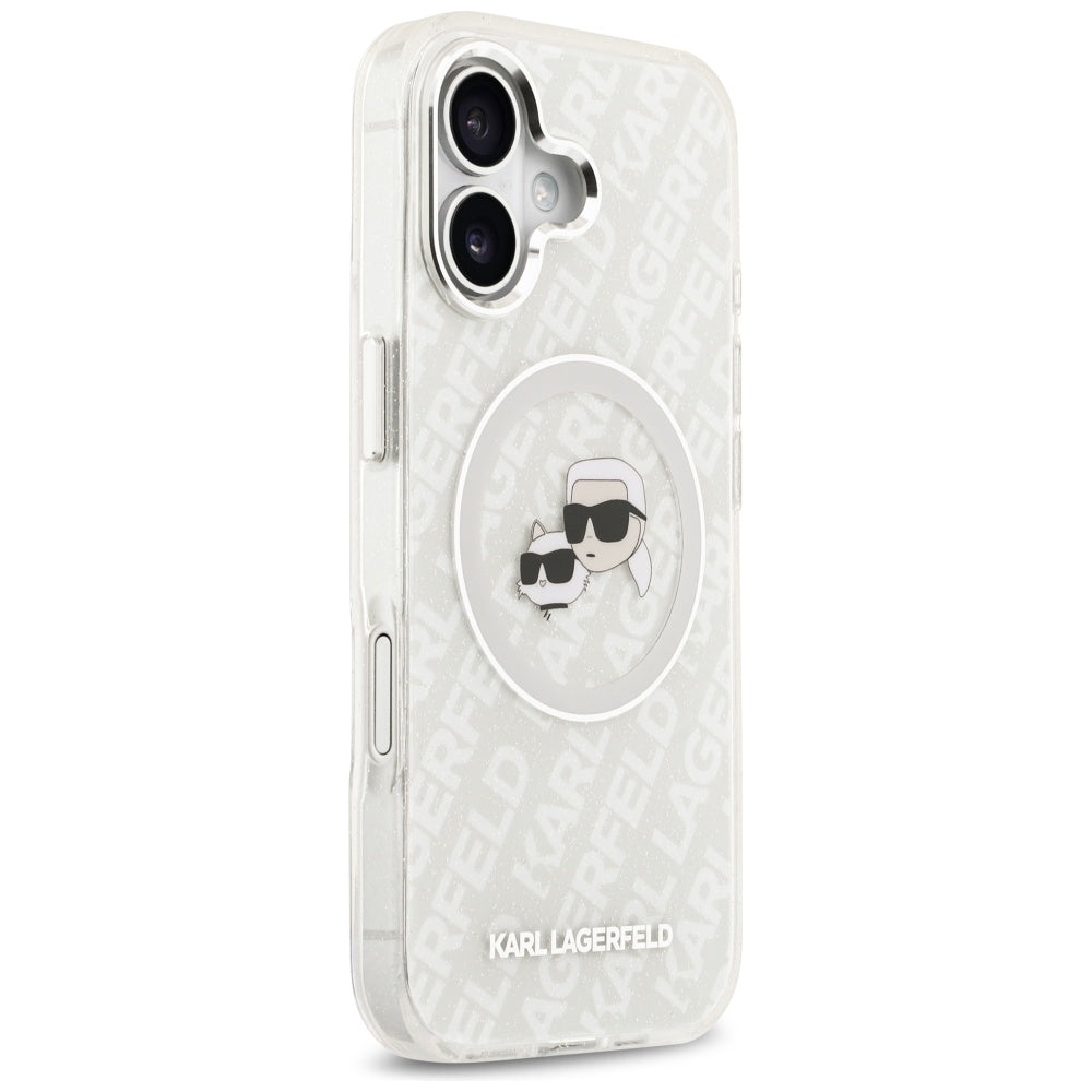 MagSafe-deksel for Apple iPhone 17, Karl Lagerfeld, IML Glitter Karl & Choupette`s Heads, Grå