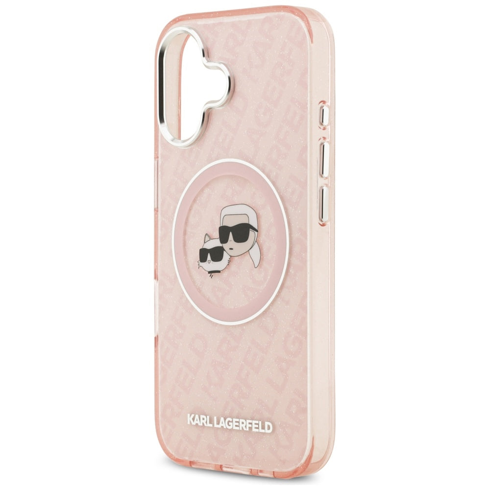 MagSafe-deksel for Apple iPhone 17, Karl Lagerfeld, IML Glitter Karl & Choupette`s Heads, Rosa