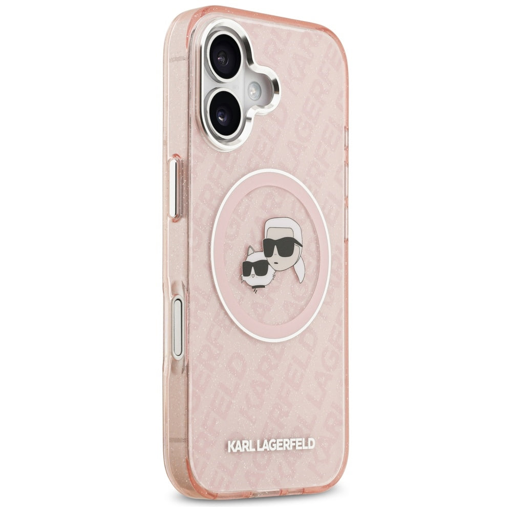 MagSafe-deksel for Apple iPhone 17, Karl Lagerfeld, IML Glitter Karl & Choupette`s Heads, Rosa