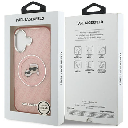 MagSafe-deksel for Apple iPhone 17, Karl Lagerfeld, IML Glitter Karl & Choupette`s Heads, Rosa