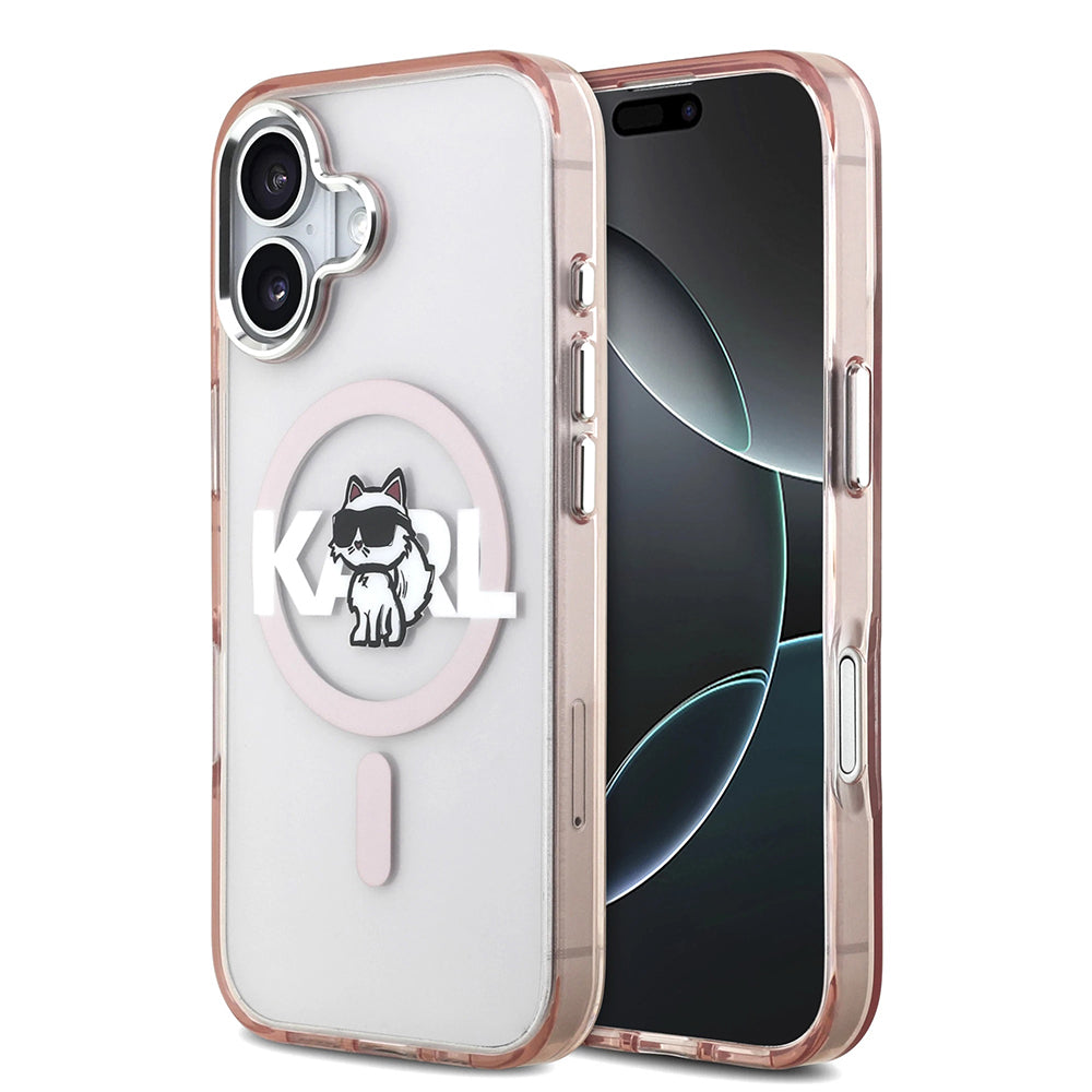 MagSafe-deksel for Apple iPhone 17, Karl Lagerfeld, IML Sketch Logo Choupette, Rosa