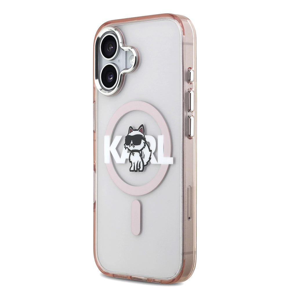 MagSafe-deksel for Apple iPhone 17, Karl Lagerfeld, IML Sketch Logo Choupette, Rosa