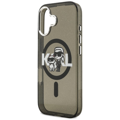 MagSafe-deksel for Apple iPhone 17, Karl Lagerfeld, IML Sketch Logo Glitter Karl & Choupette, Svart
