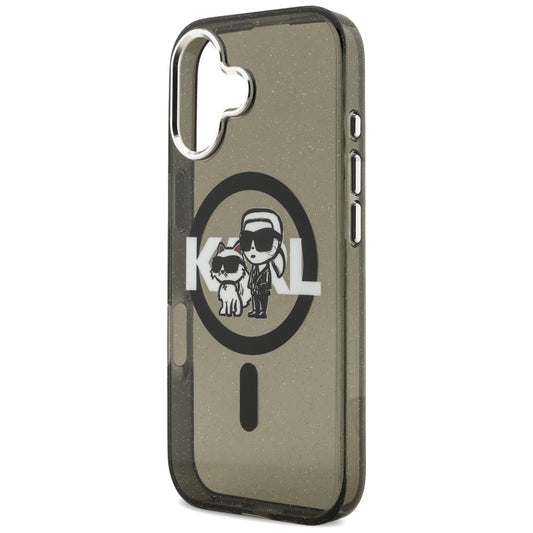 MagSafe-deksel for Apple iPhone 17, Karl Lagerfeld, IML Sketch Logo Glitter Karl & Choupette, Svart
