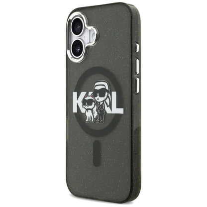 MagSafe-deksel for Apple iPhone 17, Karl Lagerfeld, IML Sketch Logo Glitter Karl & Choupette, Svart