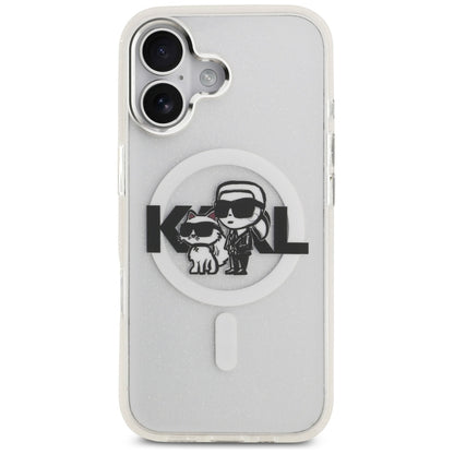MagSafe deksel for Apple iPhone 17, Karl Lagerfeld, IML Sketch Logo Glitter Karl & Choupette, Transparent