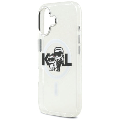 MagSafe deksel for Apple iPhone 17, Karl Lagerfeld, IML Sketch Logo Glitter Karl & Choupette, Transparent