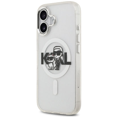 MagSafe deksel for Apple iPhone 17, Karl Lagerfeld, IML Sketch Logo Glitter Karl & Choupette, Transparent