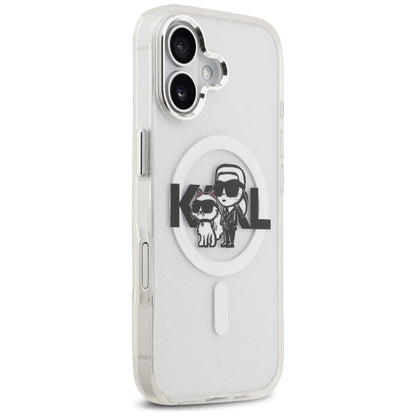 MagSafe deksel for Apple iPhone 17, Karl Lagerfeld, IML Sketch Logo Glitter Karl & Choupette, Transparent