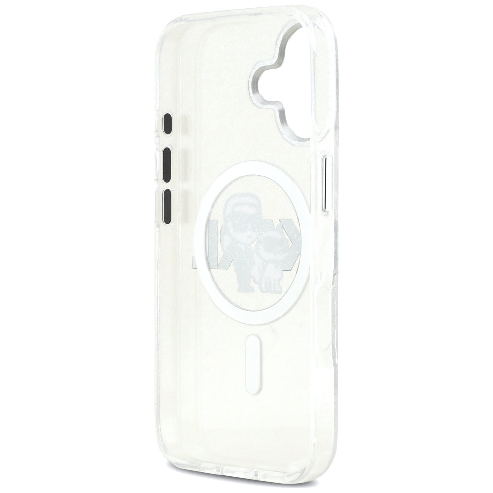 MagSafe deksel for Apple iPhone 17, Karl Lagerfeld, IML Sketch Logo Glitter Karl & Choupette, Transparent