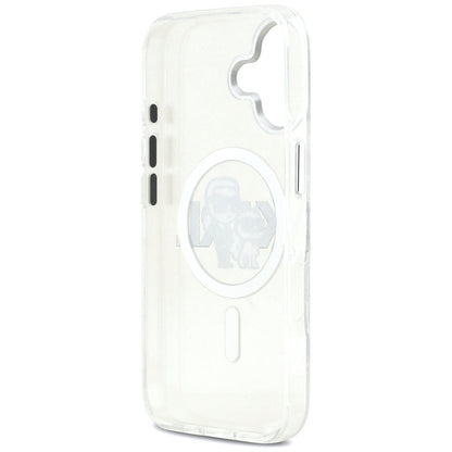 MagSafe deksel for Apple iPhone 17, Karl Lagerfeld, IML Sketch Logo Glitter Karl & Choupette, Transparent