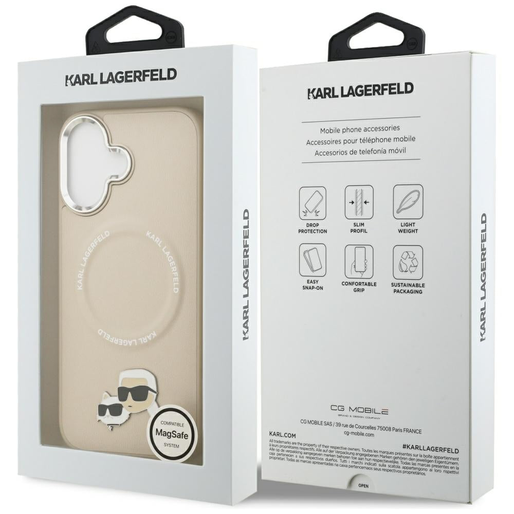 MagSafe-deksel for Apple iPhone 17, Karl Lagerfeld, Karl & Choupette Pins, Beige