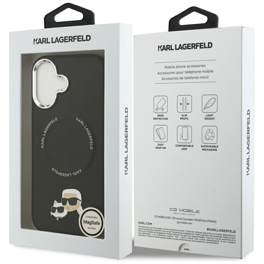 MagSafe-deksel for Apple iPhone 17, Karl Lagerfeld, Karl & Choupette Pins, Svart