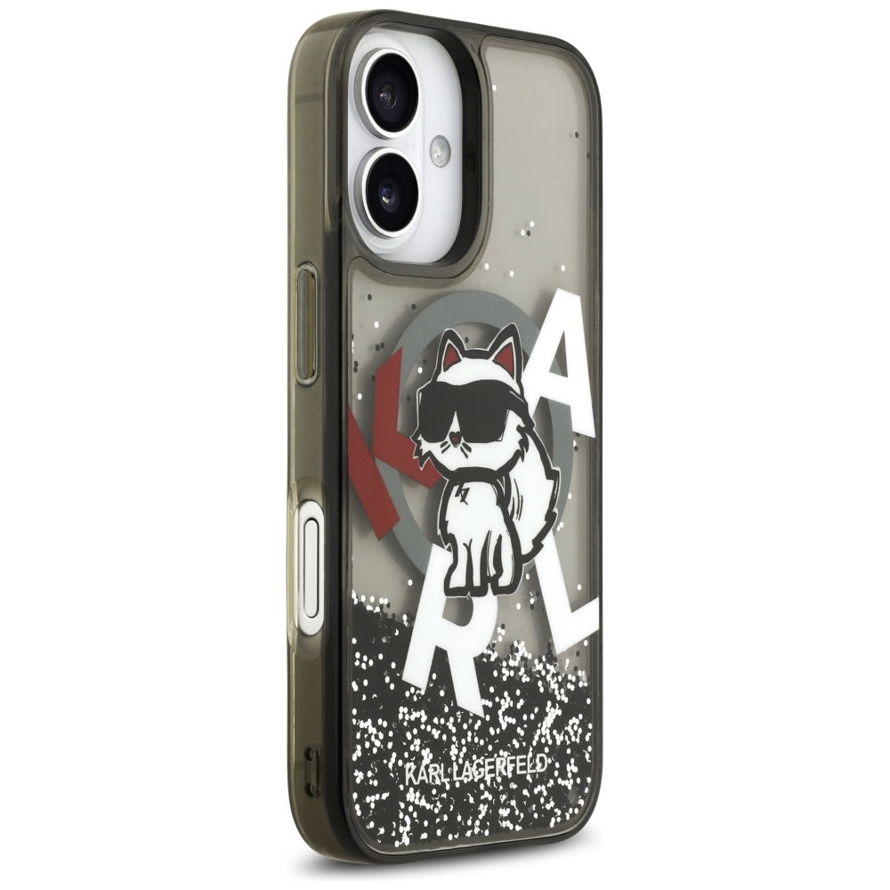 MagSafe-deksel for Apple iPhone 17, Karl Lagerfeld, Liquid Glitter Logo Choupette, Svart