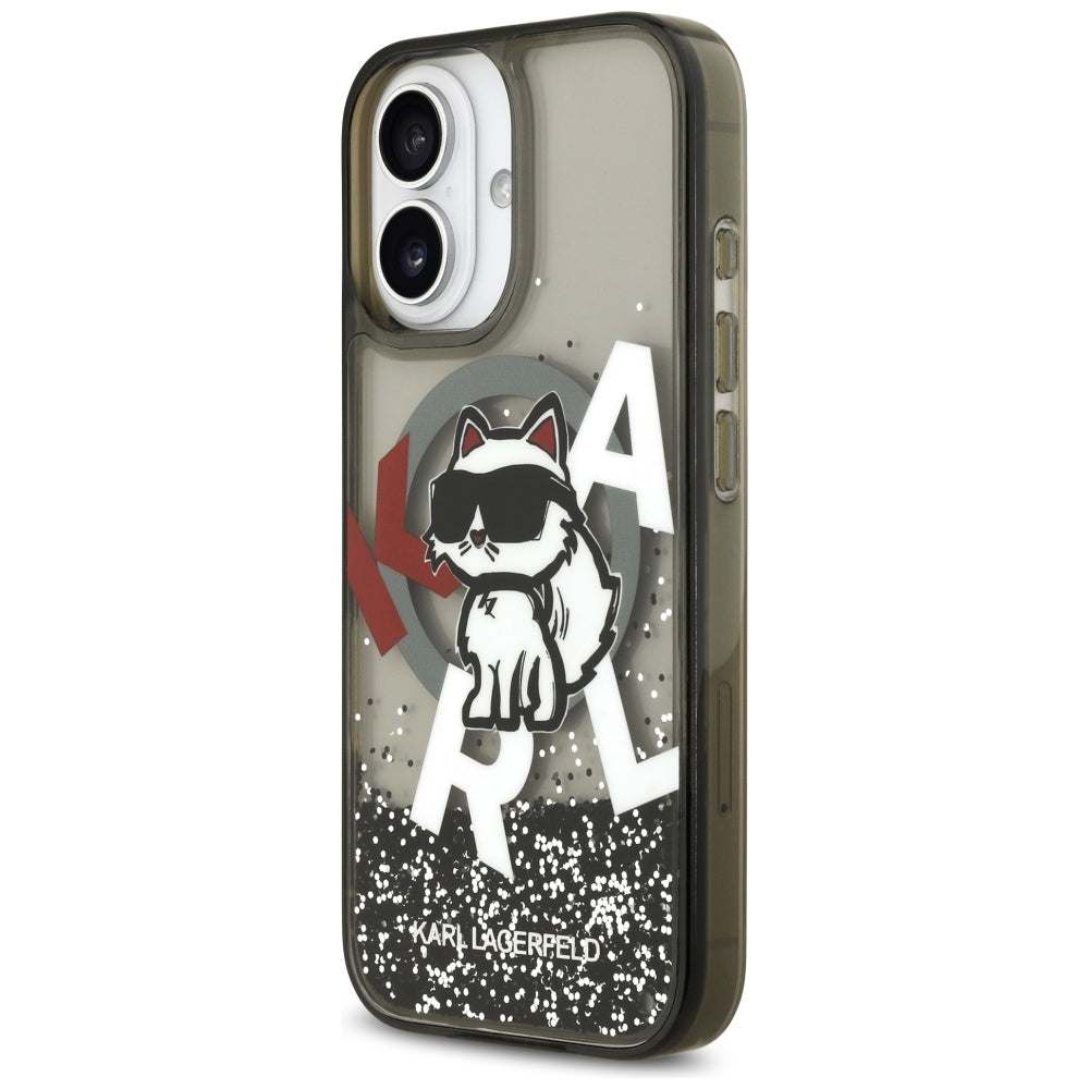 MagSafe-deksel for Apple iPhone 17, Karl Lagerfeld, Liquid Glitter Logo Choupette, Svart
